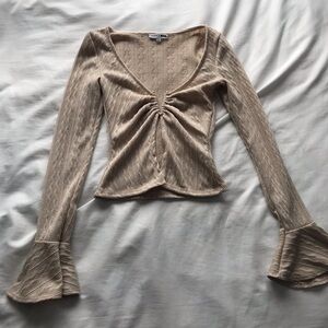 Women's Beige Open Cut Long Sleeve